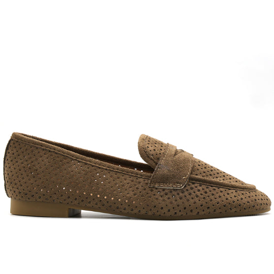 Brown Suede Penny Loafer