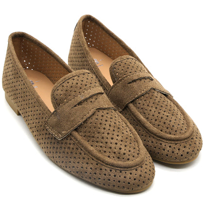 Brown Suede Penny Loafer