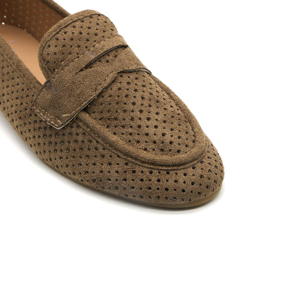 Brown Suede Penny Loafer