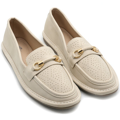 Beige Soft-Step Horsebit Moccasin