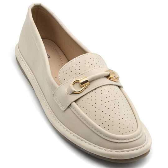 Beige Soft-Step Horsebit Moccasin