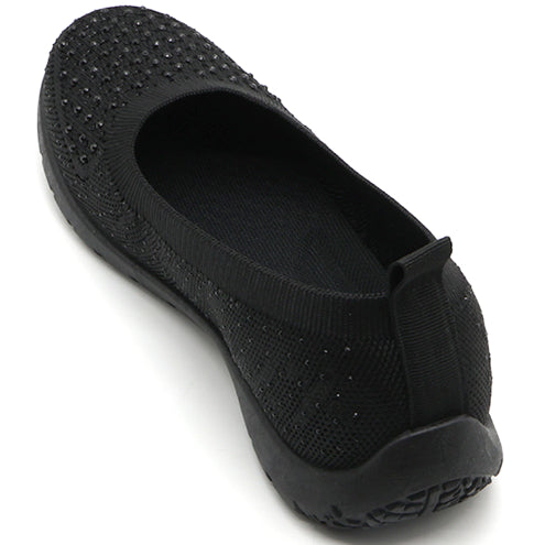 Black Bedazzled Flexi-Knit Ballerina