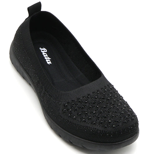 Black Bedazzled Flexi-Knit Ballerina