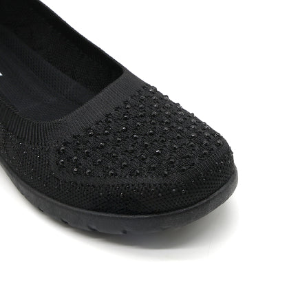 Black Bedazzled Flexi-Knit Ballerina
