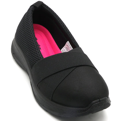 Black Cushion-Step Mesh Slip-On in Black – top-down view