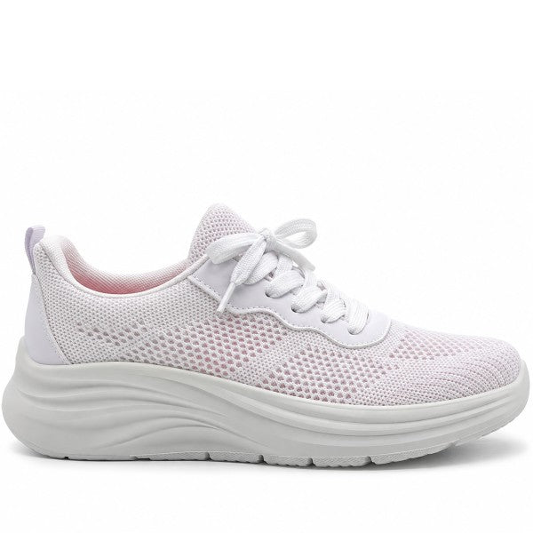 White Chunky-Knit Platform Sneaker