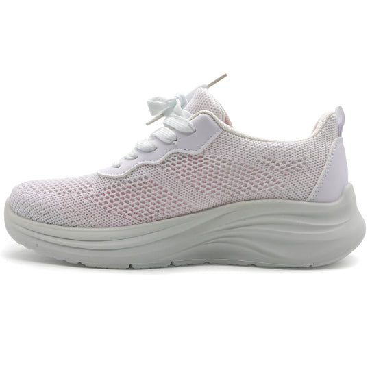 White Chunky-Knit Platform Sneaker in White – inner side view