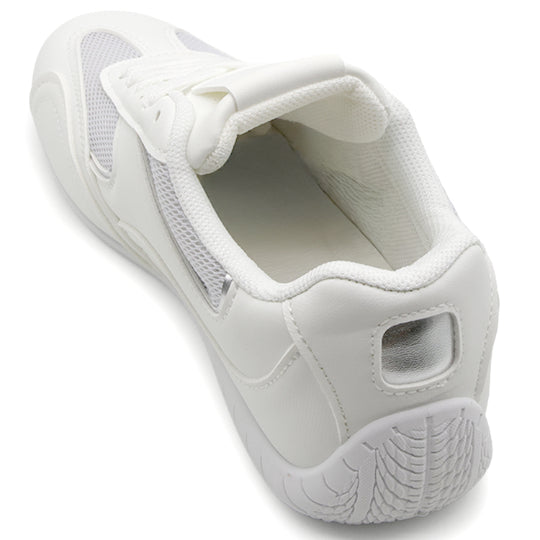White Retro Court Sneaker in White – angled view from the heel