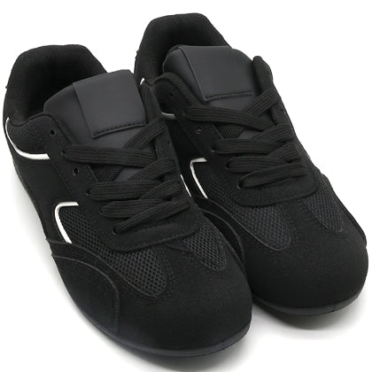Black Retro Court Sneaker in Black – pair shown from the front