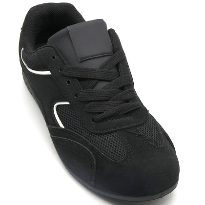 Black Retro Court Sneaker in Black – top-down view
