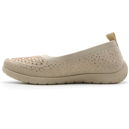 Beige Bedazzled Flexi-Knit Ballerina – view 3