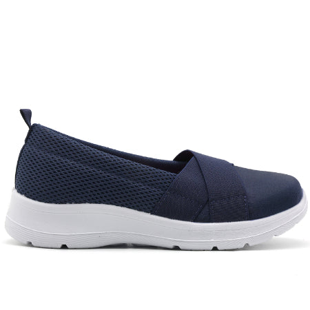 Navy Cushion-Step Mesh Slip-On