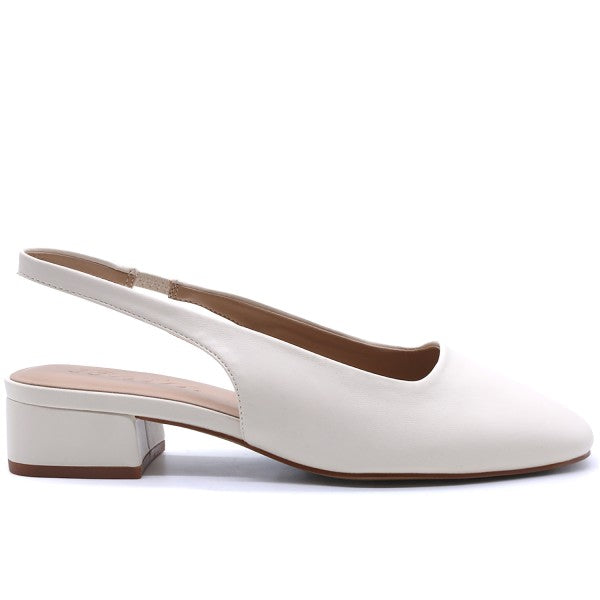Cream Square Toe Slingbacks