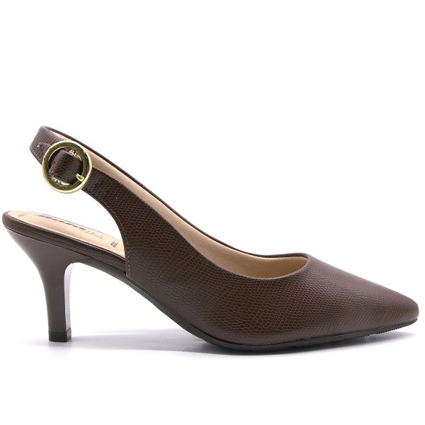 BR Brown Croc Kitten Slingbacks