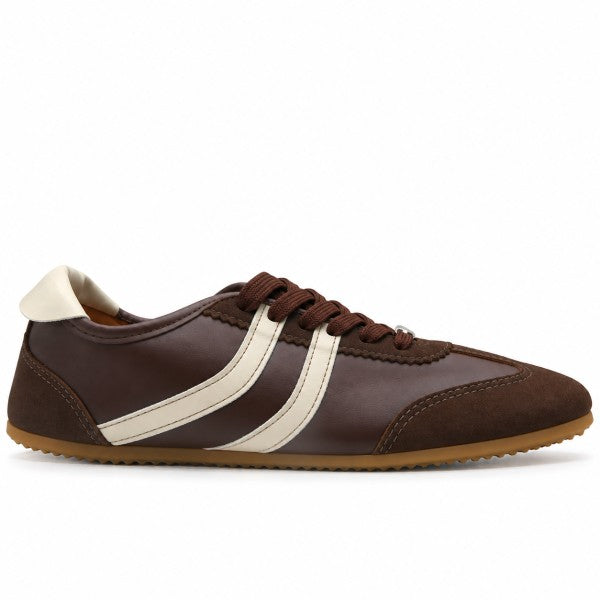 BR Brown Slim Stripe Sneakers