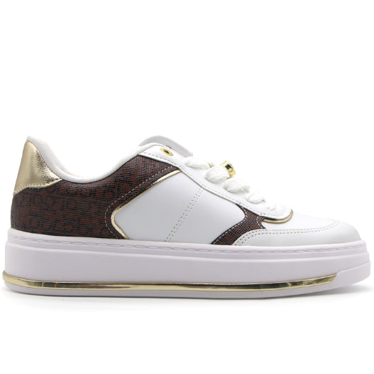 BR White Brown Paneled Sneakers – view 1