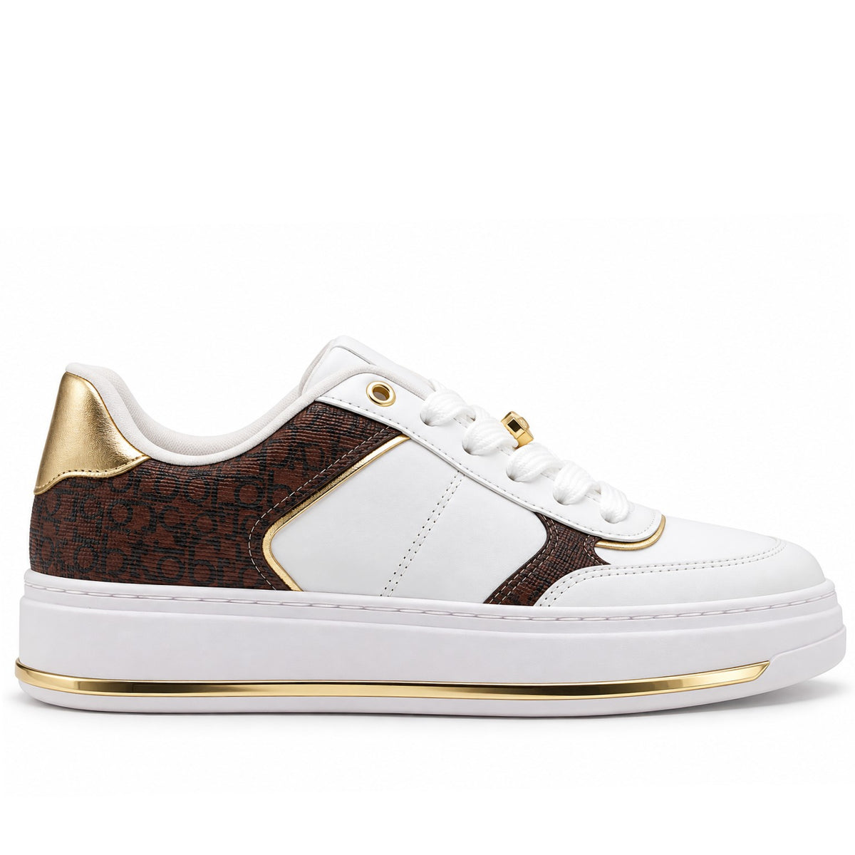 BR White Brown Paneled Sneakers
