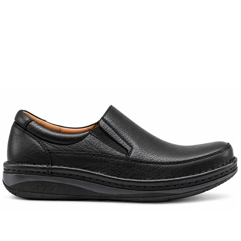 Premium Leather Air Tech Black Slip-Ons
