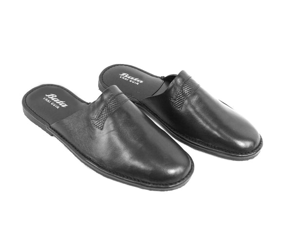 premium leather closed slippers