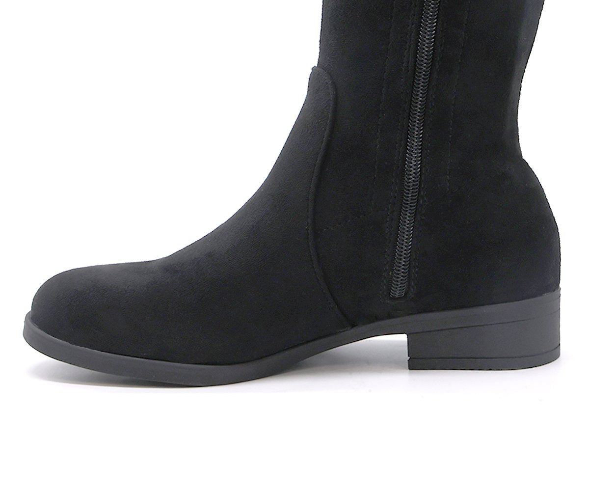 Black Stretch Suede Over-The-Knee Boots