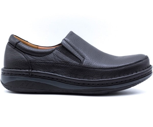 premium leather air tech black slip-ons