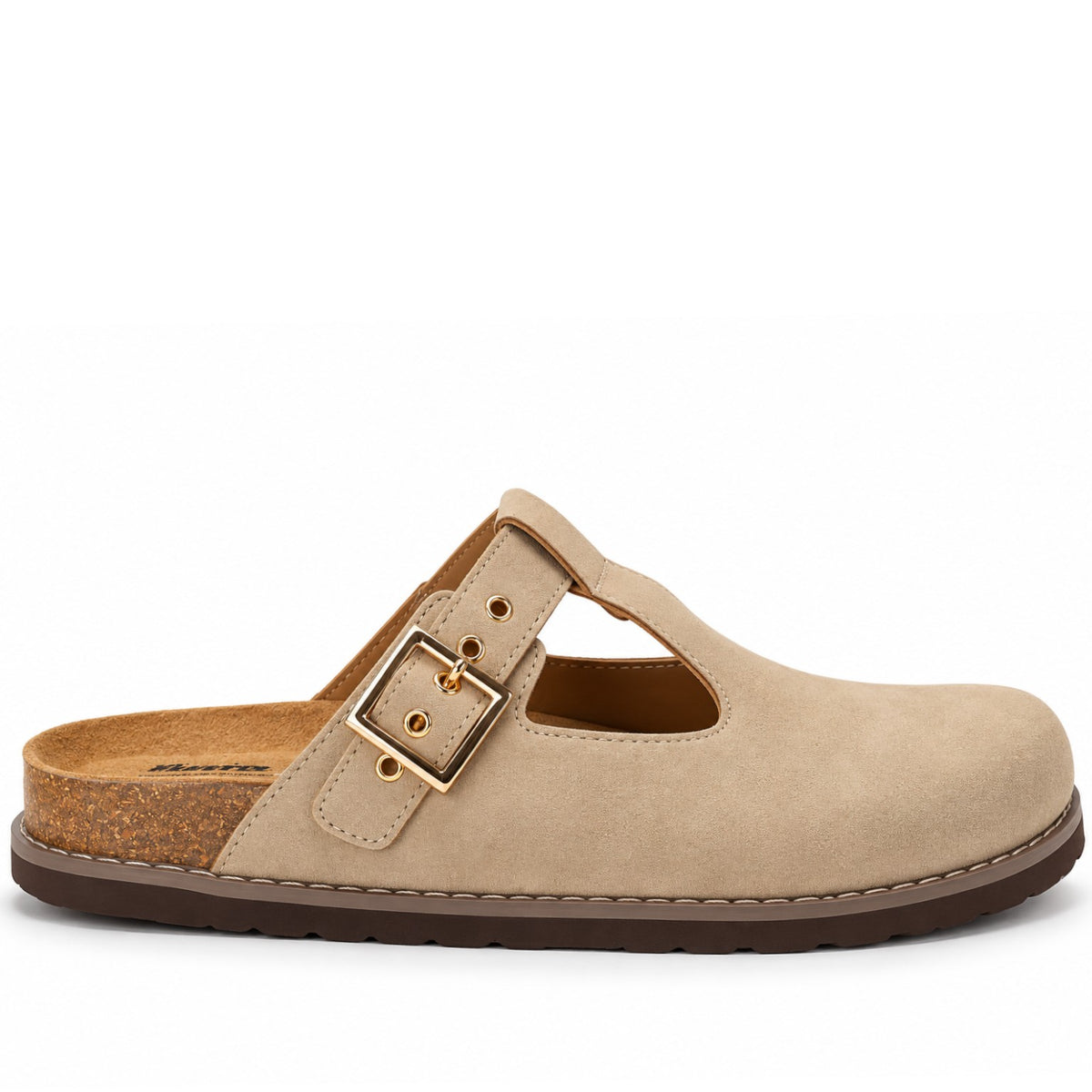Beige T-Bar Cork Slides