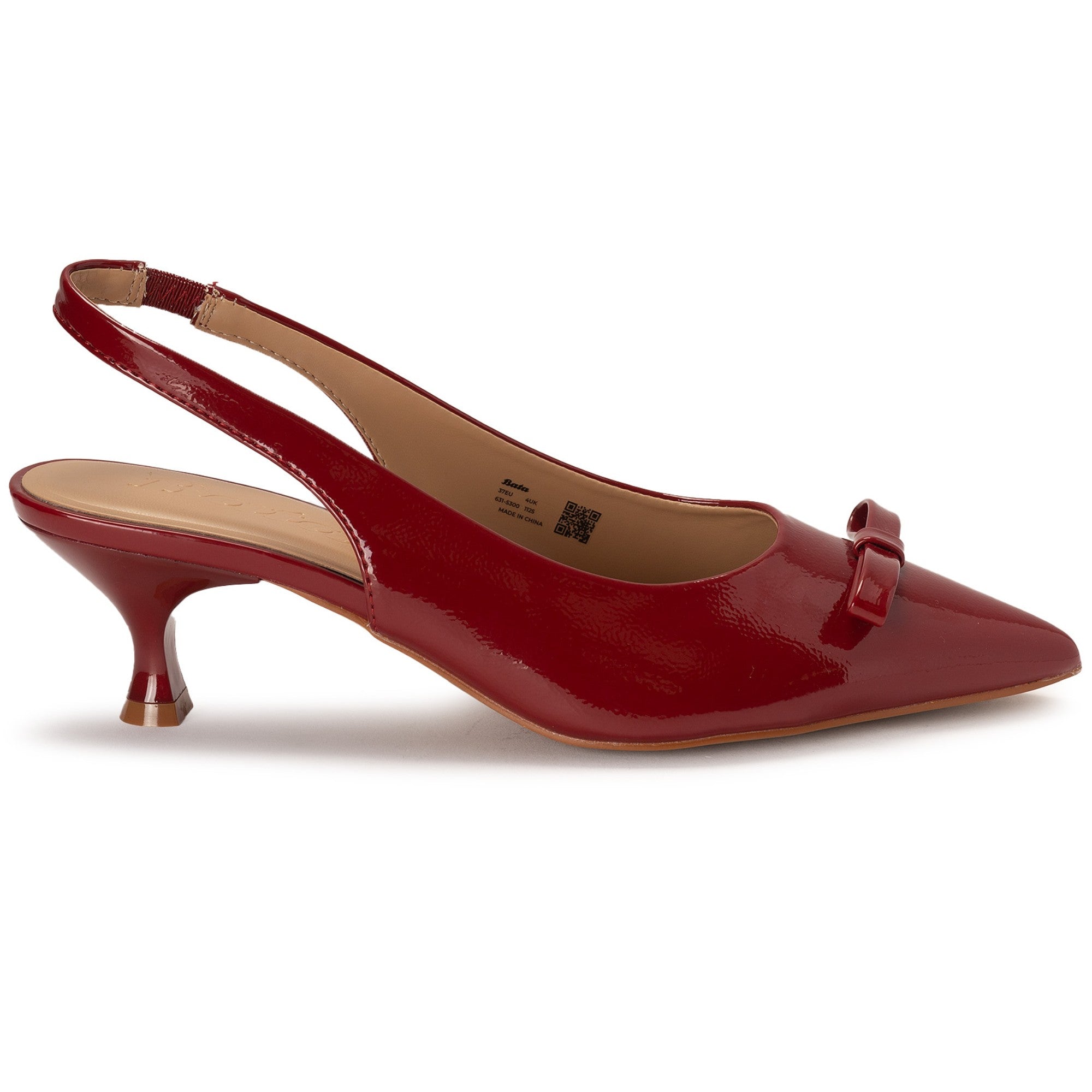 Red Patent Low Bow Slingbacks