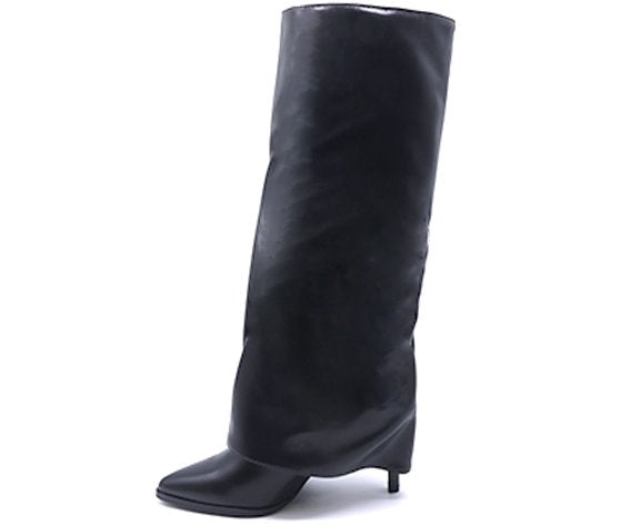 black high fold-over boot