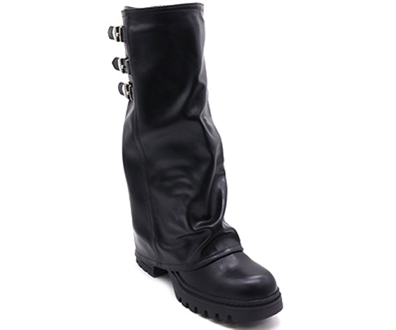 black folded calf boot