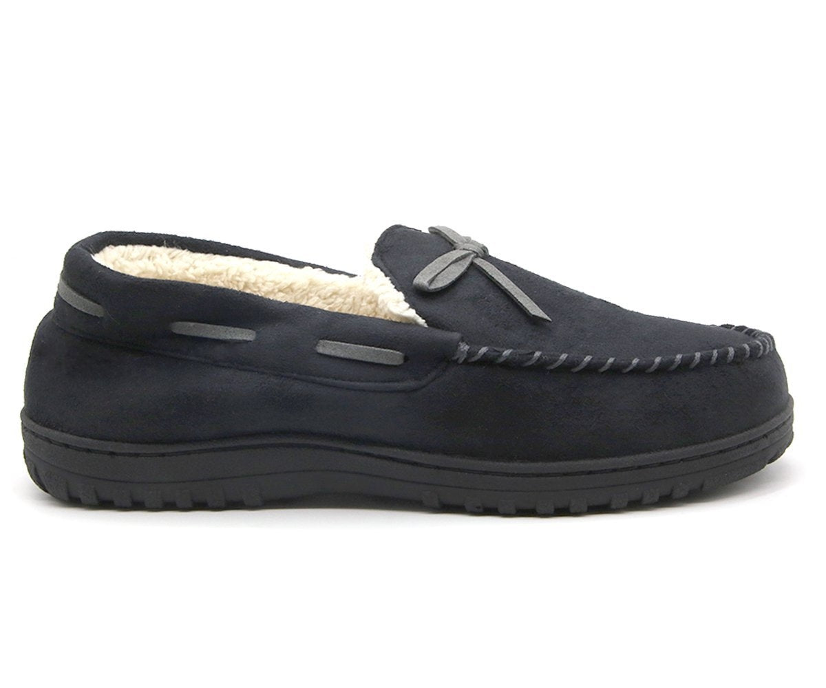 black fur lined house moccasins