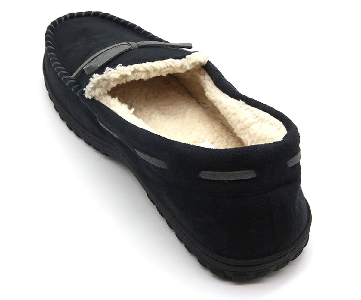 black fur lined house moccasins