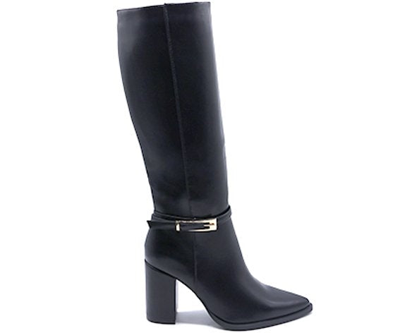 br black pointed calf boots