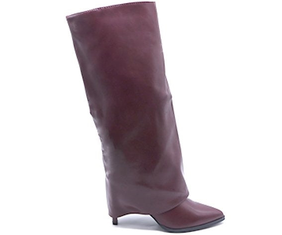 burgundy high fold-over boot