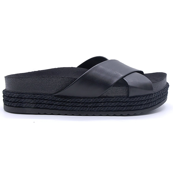 Br Chunky Cork Black Crossover Slides